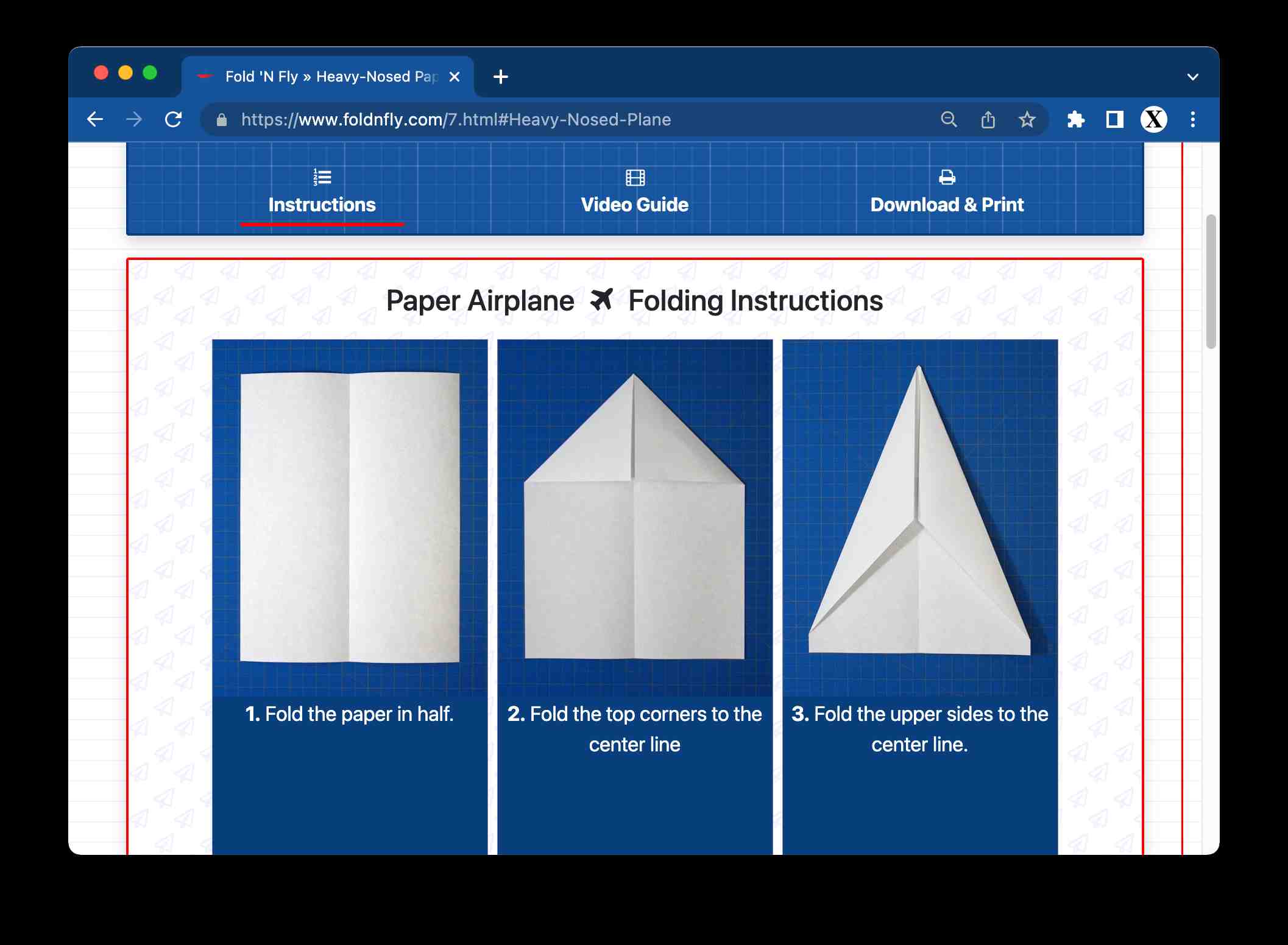 Fold 'N Fly - Paper Airplane Folding Instructions