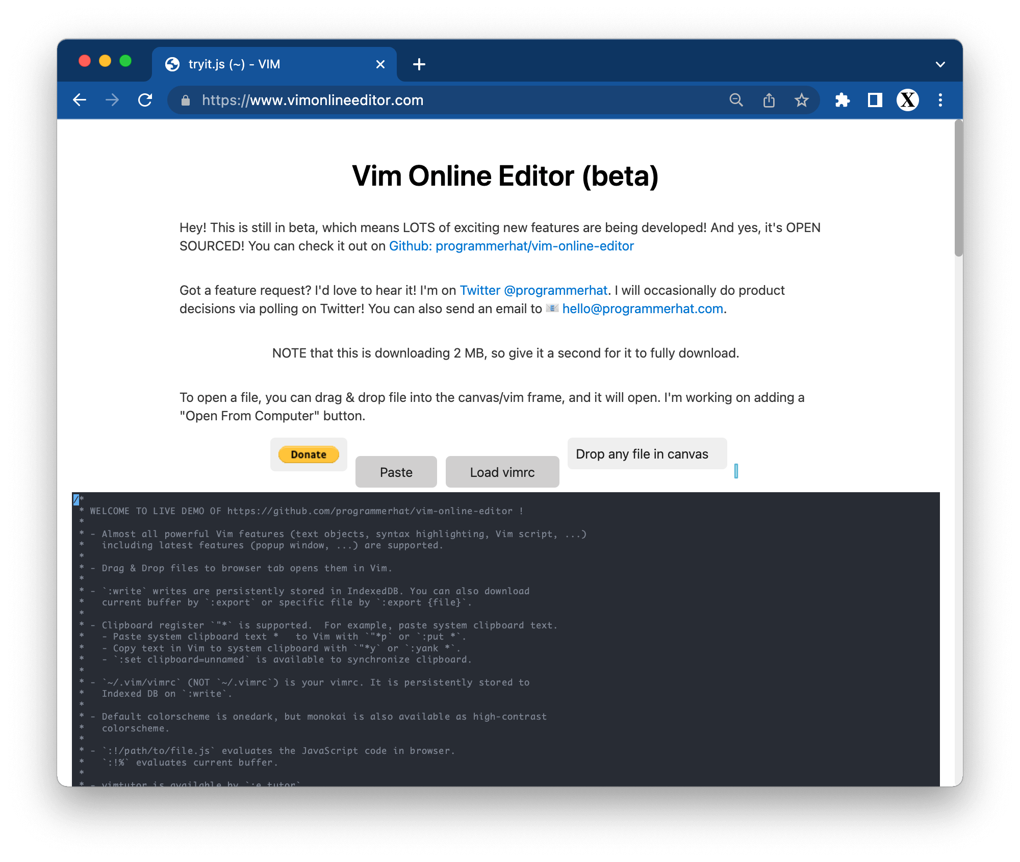 Vim Online Editor