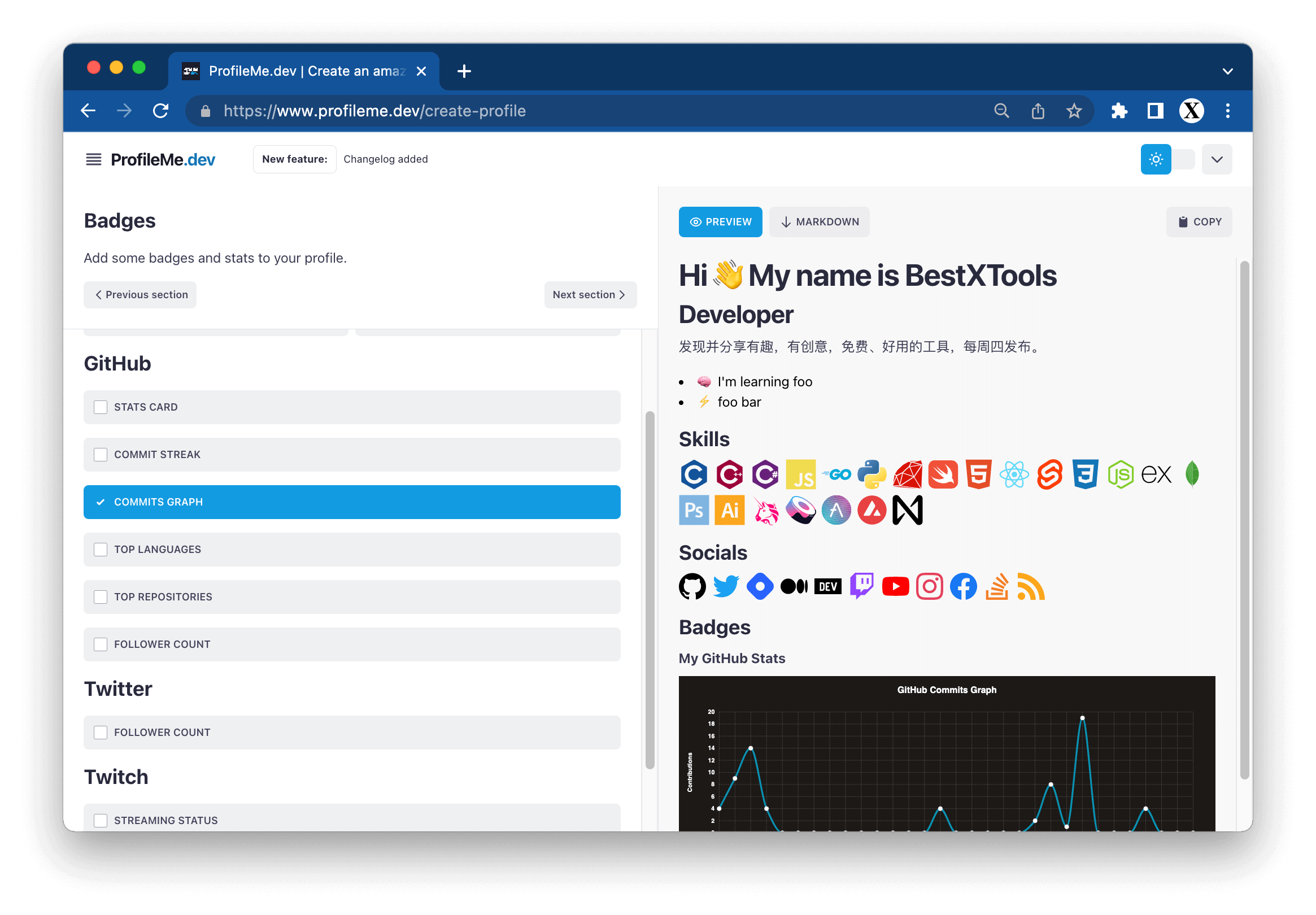 ProfileMe.dev | Create an amazing GitHub profile in minutes