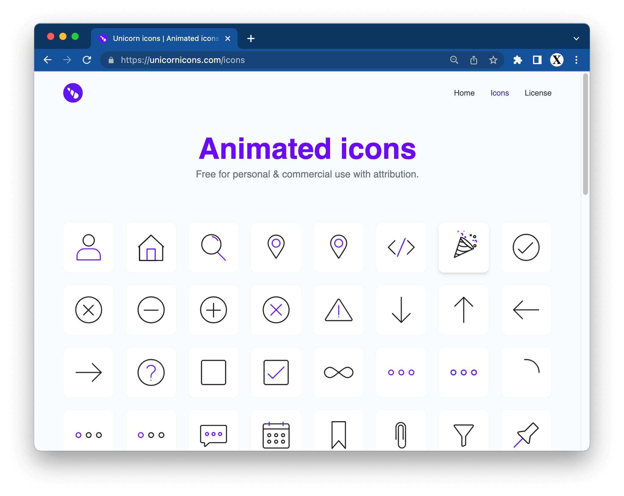 Unicorn icons | Animated icons for your next project