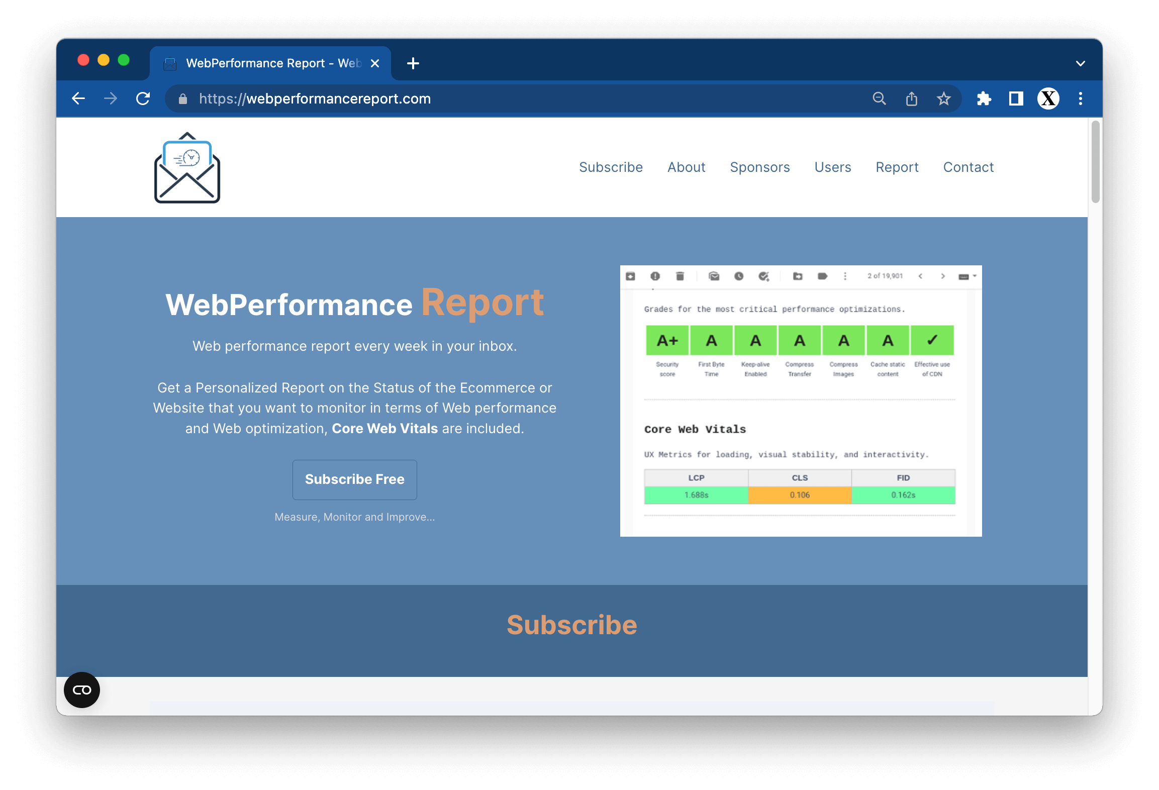WebPerformance Report - Web performance report every week in your inbox
