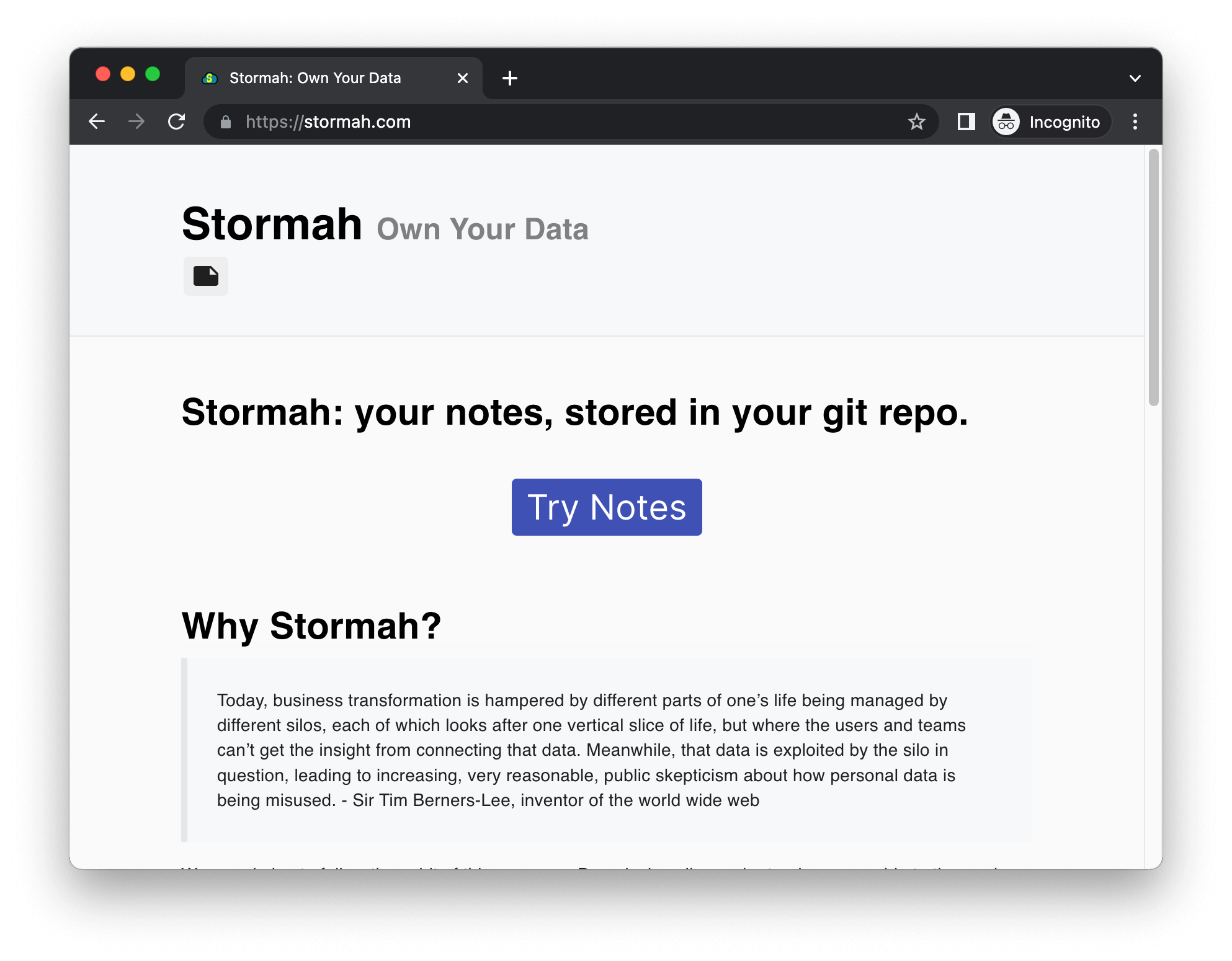 Stormah: Own Your Data