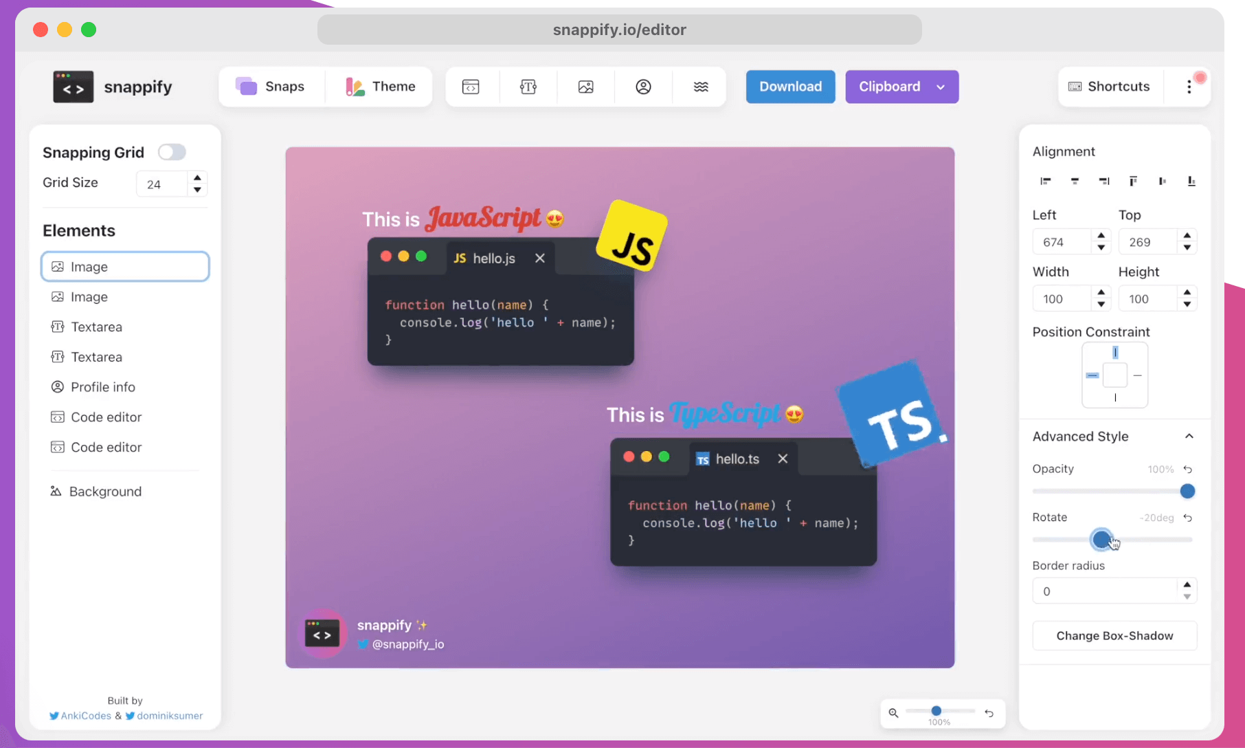 snappify - Create beautiful code snippets with ease