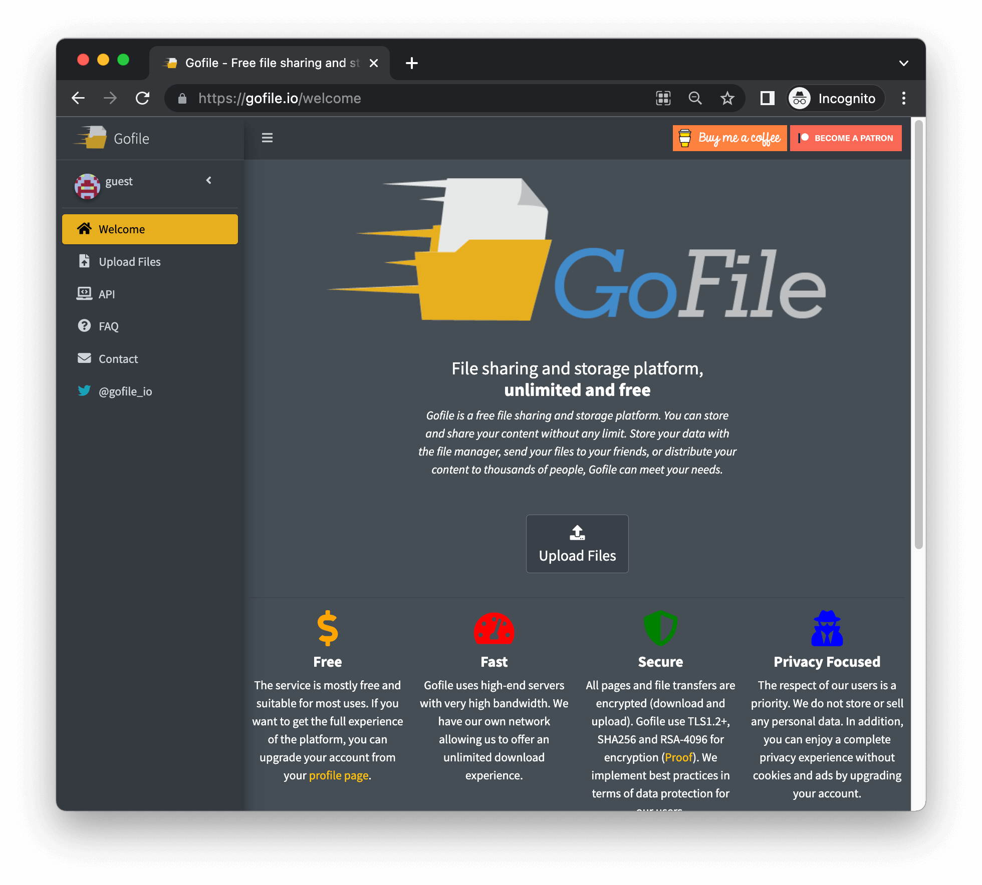 Gofile - Free file sharing and storage platform