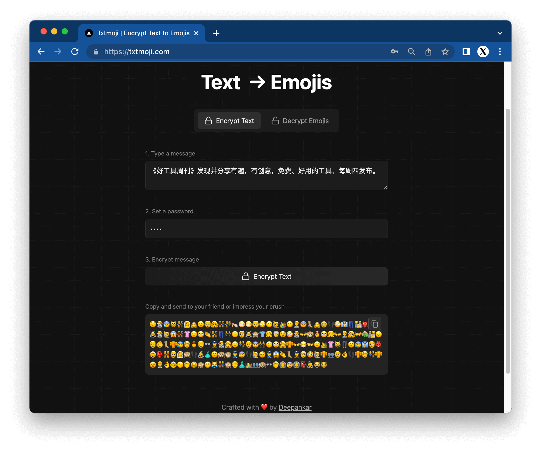 Txtmoji | Encrypt Text to Emojis