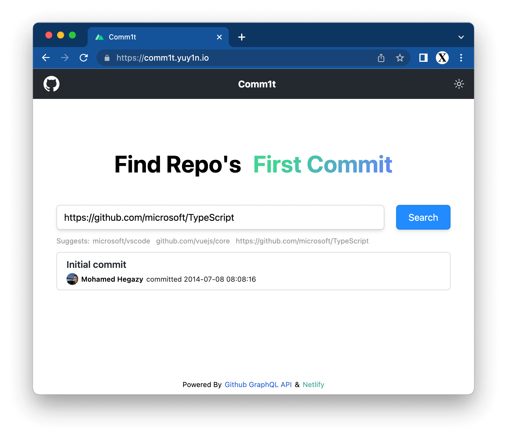 Comm1t - Find Repo's First Commit